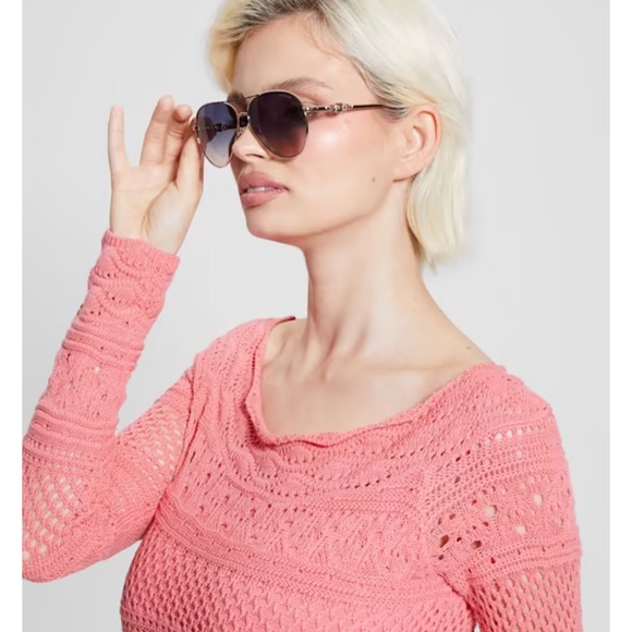 Guess Square G Link Metal Aviator Sunglasses - Picture 5 of 5